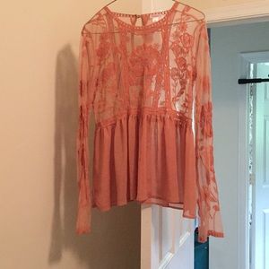 Xhilaration Sheer Mesh Peplum Top